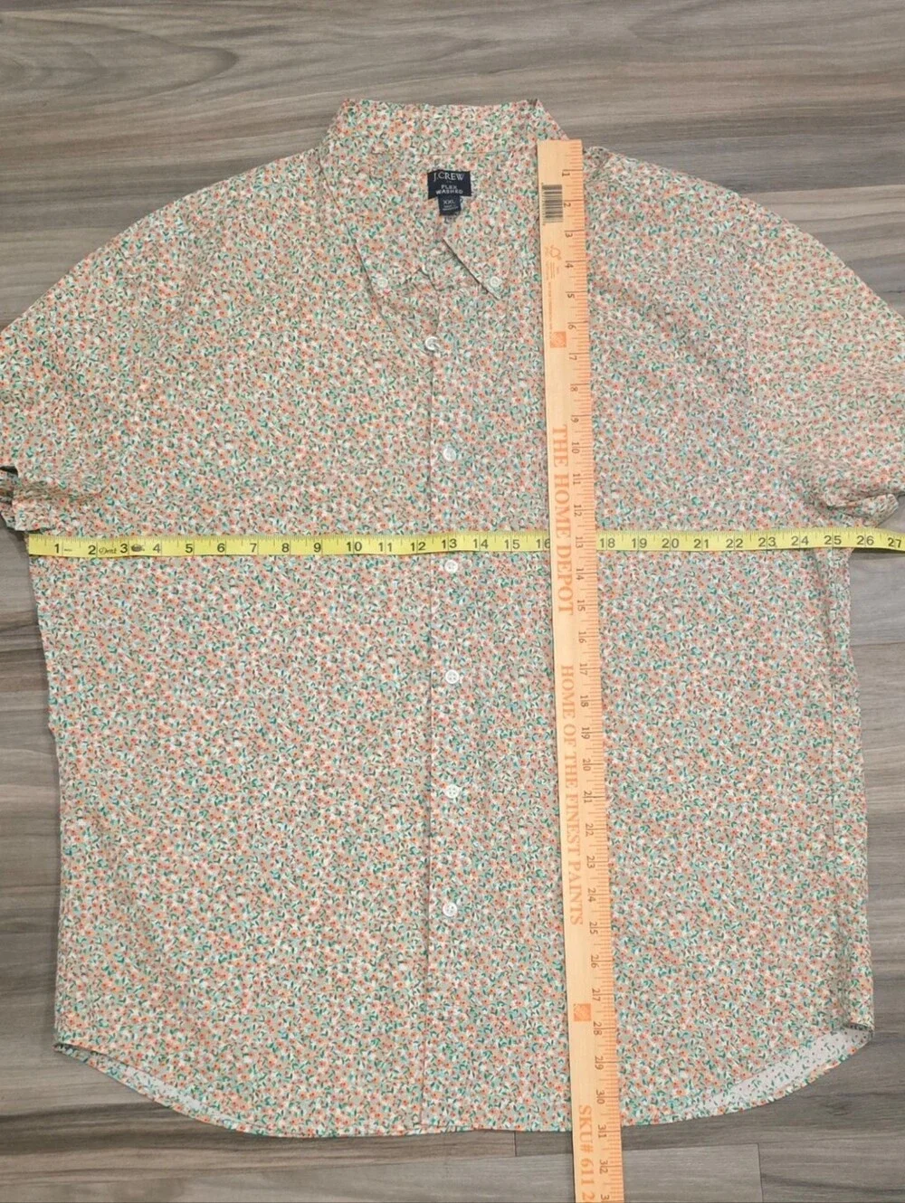 J.Crew Men’s Flex Washed Floral Button Up Shirt XXL Green Orange NWT $`79.50